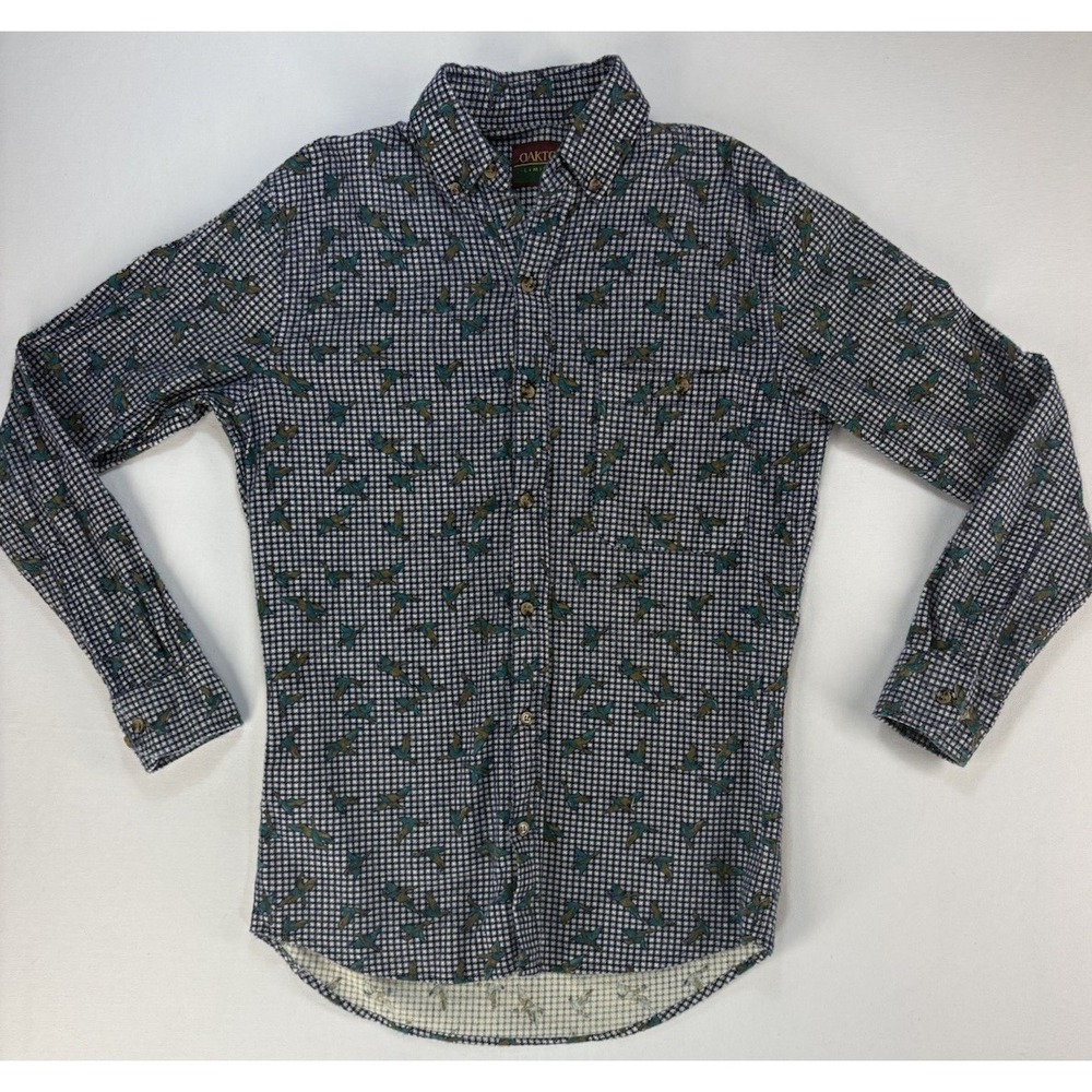 Vintage Oakton Limited Long Sleeve Men's S Button Up Mallard Duck Houndstooth